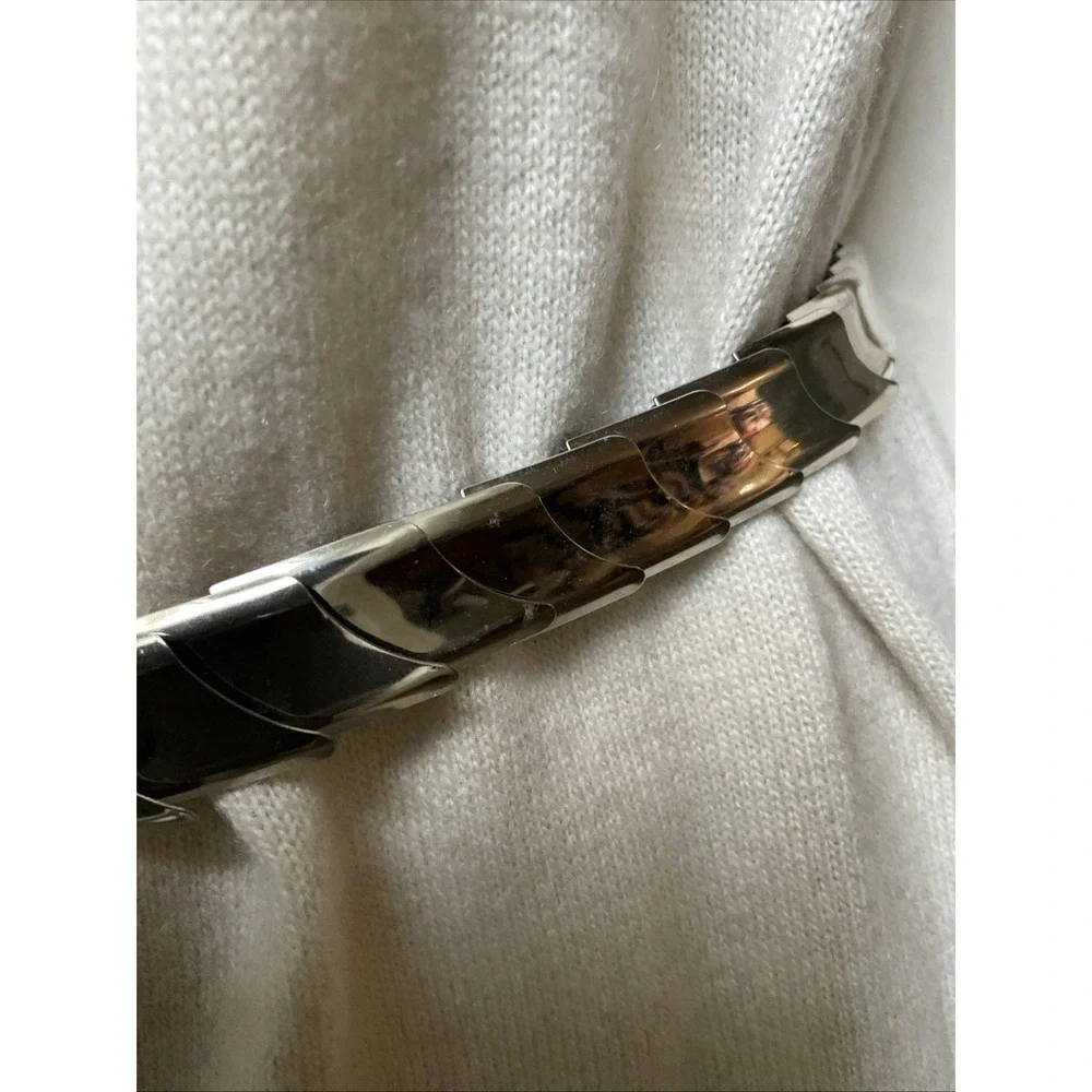 Vintage Silver Tone Stretch Snake Belt 70s 80s